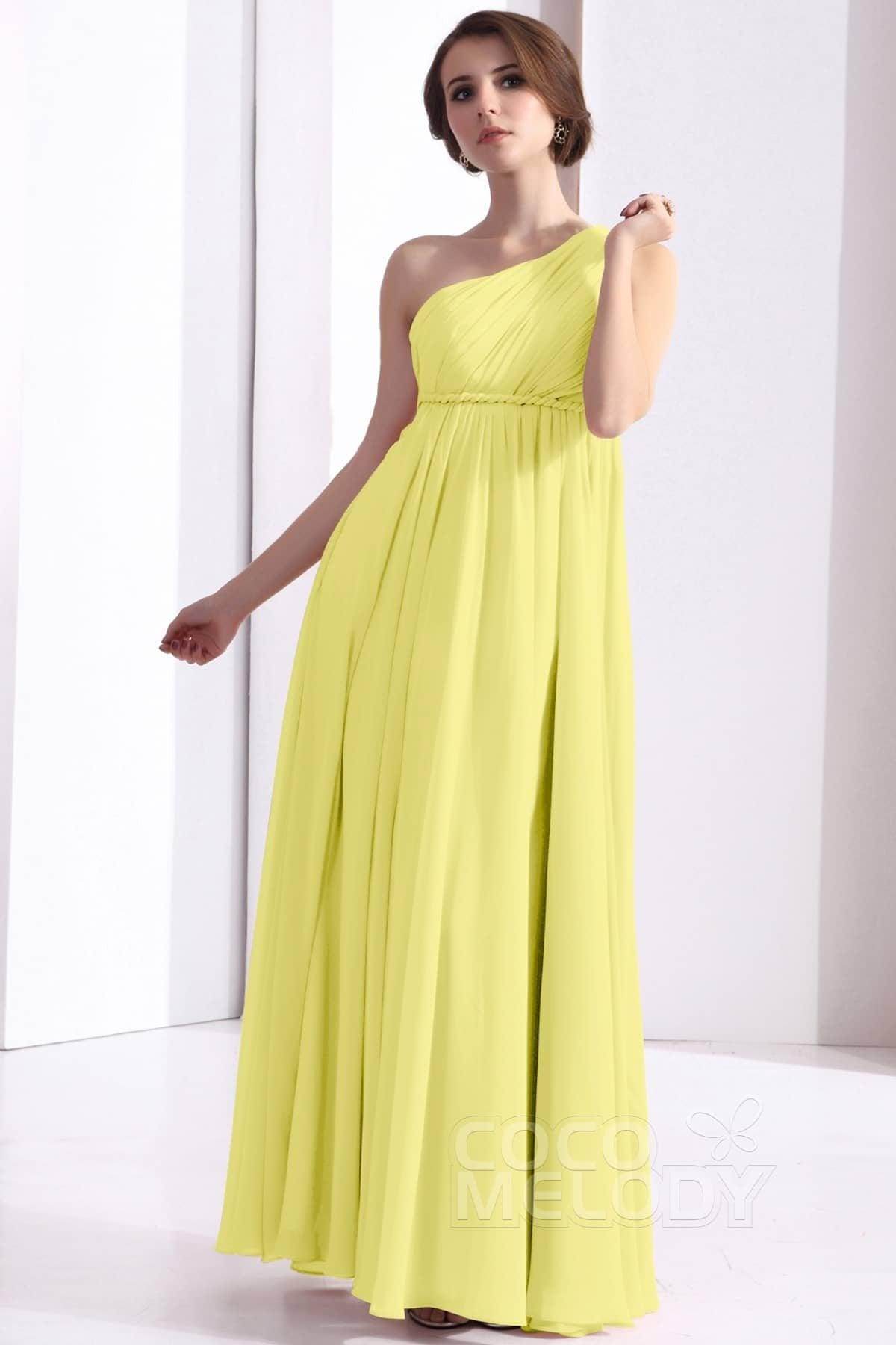 Sheath Floor Length Chiffon Bridesmaid Dress COSF1300D - COCOMELODY